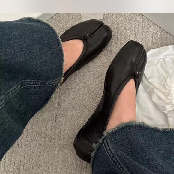 Maison Margiela Tabi Ballet Flats Shoes 39 24cm Split Toe Leather Japan good - Picture 1 of 6